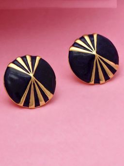 Estele - Gold Plated Button Shaped Stud Earrings for Women
