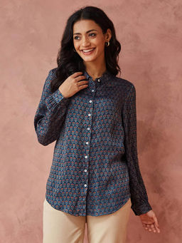 Fabindia - Blue Viscose Printed Shirt
