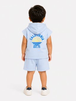 Bloom Up - Sky Blue Hooded T-Shirt and Shorts