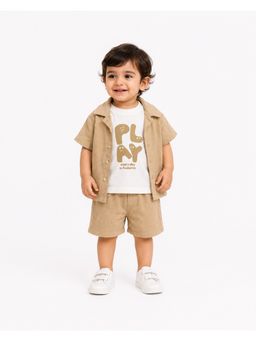Bloom Up - Beige Shirt with T-Shirt and Shorts