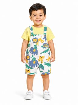 Bloom Up - Sage Green Baby Dungaree with T-Shirt
