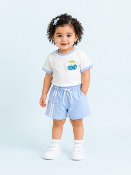 Bloom Up - Powder Blue Baby T-Shirt with Shorts