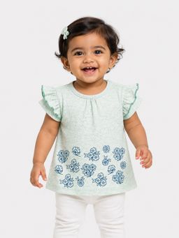 Bloom Up - Mint Green Floral Print Top