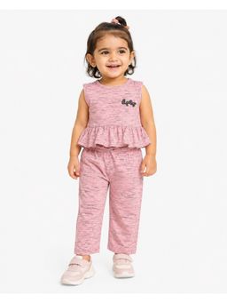 Bloom Up - Pink Sleeveless Peplum Co-Ord Set