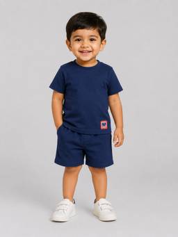 Bloom Up - Navy Blue Baby Top and Shorts