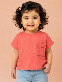 Bloom Up - Coral Pocket Detail Top