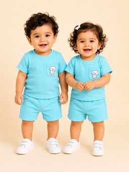 Bloom Up - Blue Unisex T-Shirt with Shorts