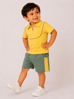 Bloom Up - Yellow Polo T-Shirt and Shorts
