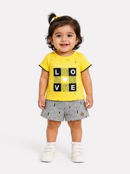 Bloom Up - Girls Yellow Top with Skorts