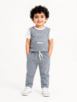 Bloom Up - Grey Teddy Island Ribbed T-Shirt and Joggers