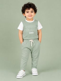 Bloom Up - Green Teddy Island Ribbed T-Shirt and Joggers