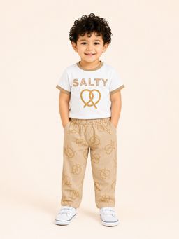 Bloom Up - Beige Salty Pretzel T-Shirt and Ribbed Joggers