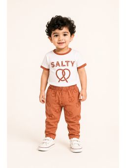Bloom Up - Rust Salty Pretzel T-Shirt and Ribbed Joggers