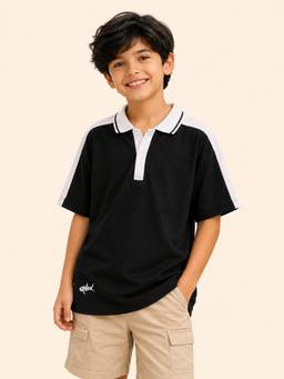 Bloom Up - Boys Black Polo T-Shirt