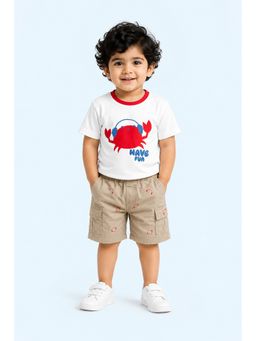 Bloom Up - Beige Have Fun Green Crab Graphic T-Shirt and Shorts