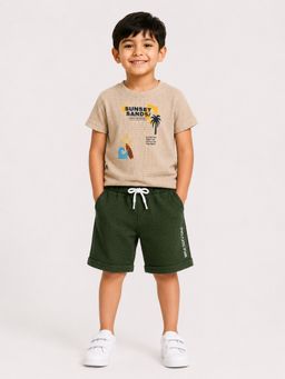 Bloom Up - Baby Boys Beige T-Shirt and Shorts