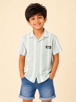 Bloom Up - Boys Mint Green Striped Shirt