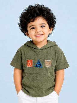 Bloom Up - Olive Hoodie Patch T-Shirt