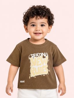 Bloom Up - Baby Boys Brown Graphic Printed T-Shirt