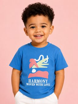 Bloom Up - Baby Boys Royal Blue Printed T-Shirt