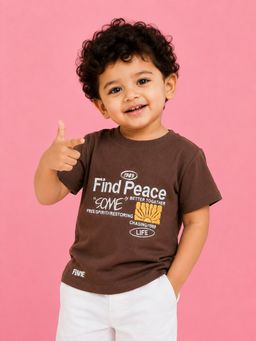 Bloom Up - Baby Boys Brown Embroidered T-Shirt