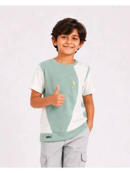Bloom Up - Boys Sage Green Colorblock T-Shirt