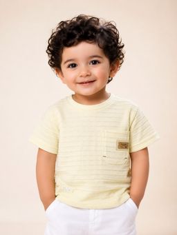 Bloom Up - Boys Lime Yellow Textured T-Shirt