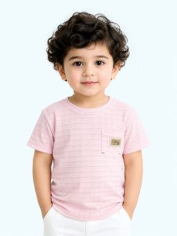 Bloom Up - Boys Light Pink Textured T-Shirt