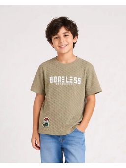 Bloom Up - Boys Olive Textured T-Shirt
