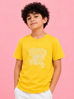 Bloom Up - Boys Yellow Embroidered T-Shirt