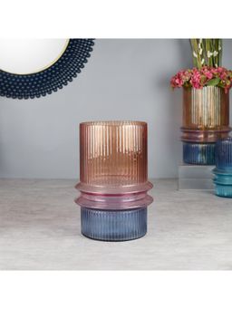 HomeTown - Phiona Glass Fluted Handcrafted Large Vase 31 Cm in Multi Colour