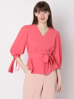 VERO MODA - Women Solid Pink Top