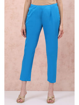 Rangriti - Women Turquoise Cotton Blend Pant