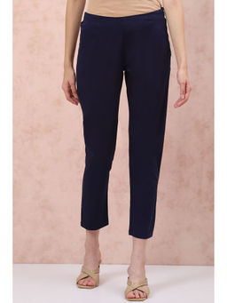Rangriti - Women Blue Cotton Blend Pant