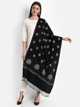 Zamour - Kashmiri Embroidery Black Wool Stole