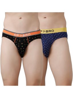 CP BRO - Printed Briefs with Exposed Waistband Value - Black Dot & Navy (Pack of 2)