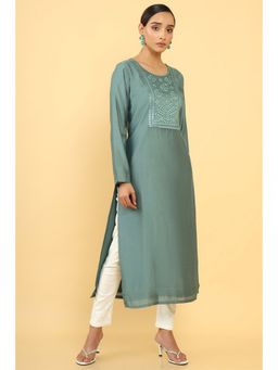 Soch - Women Green Chanderi Embellished & Sequined Kurta