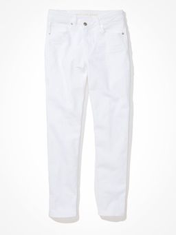American Eagle - Women White Stretch Mom Jeans