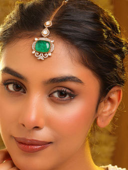 Ruby Raang Studio - Green Kundan Tikka