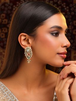 Ruby Raang Studio - Multi-Color Kundan Drop Earrings