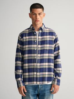 GANT - Men Blue Checked Regular Fit Shirt