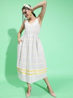 Oxolloxo - Women Stripes Maxi Dress - Grey