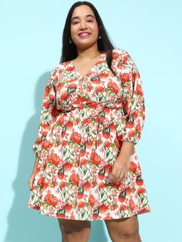 Oxolloxo - Women Floral Mini Dress - Multi-Color