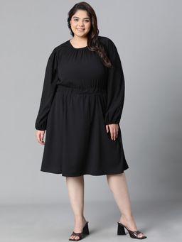 Oxolloxo - Women Solid Knee Length Dress - Black