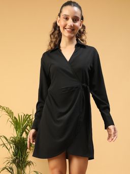 Oxolloxo - Women Solid Mini Dress - Black