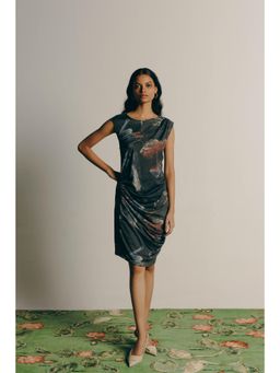 No Grey Area - Surrealist Outline Jersey Dress