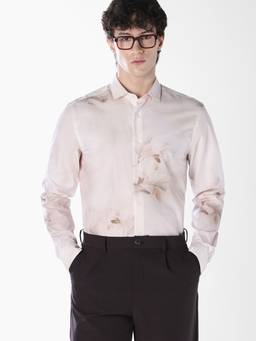 Jack & Jones - Men Beige Printed Viscose Shirt