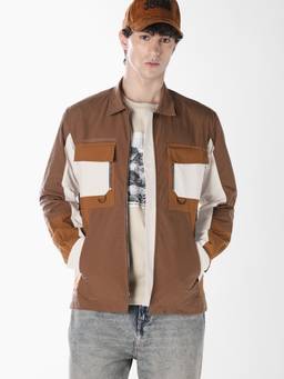 Jack & Jones - Men Brown Colorblock Cotton Shirt