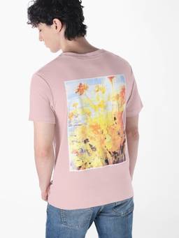 Jack & Jones - Men Pink Printed Cotton Blend T-Shirt