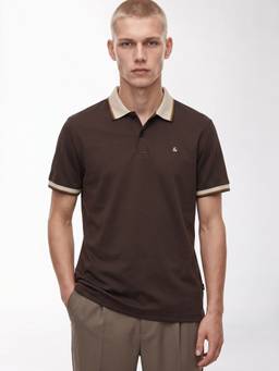 Jack & Jones - Men Brown Solid/Plain Cotton Polo T-Shirt